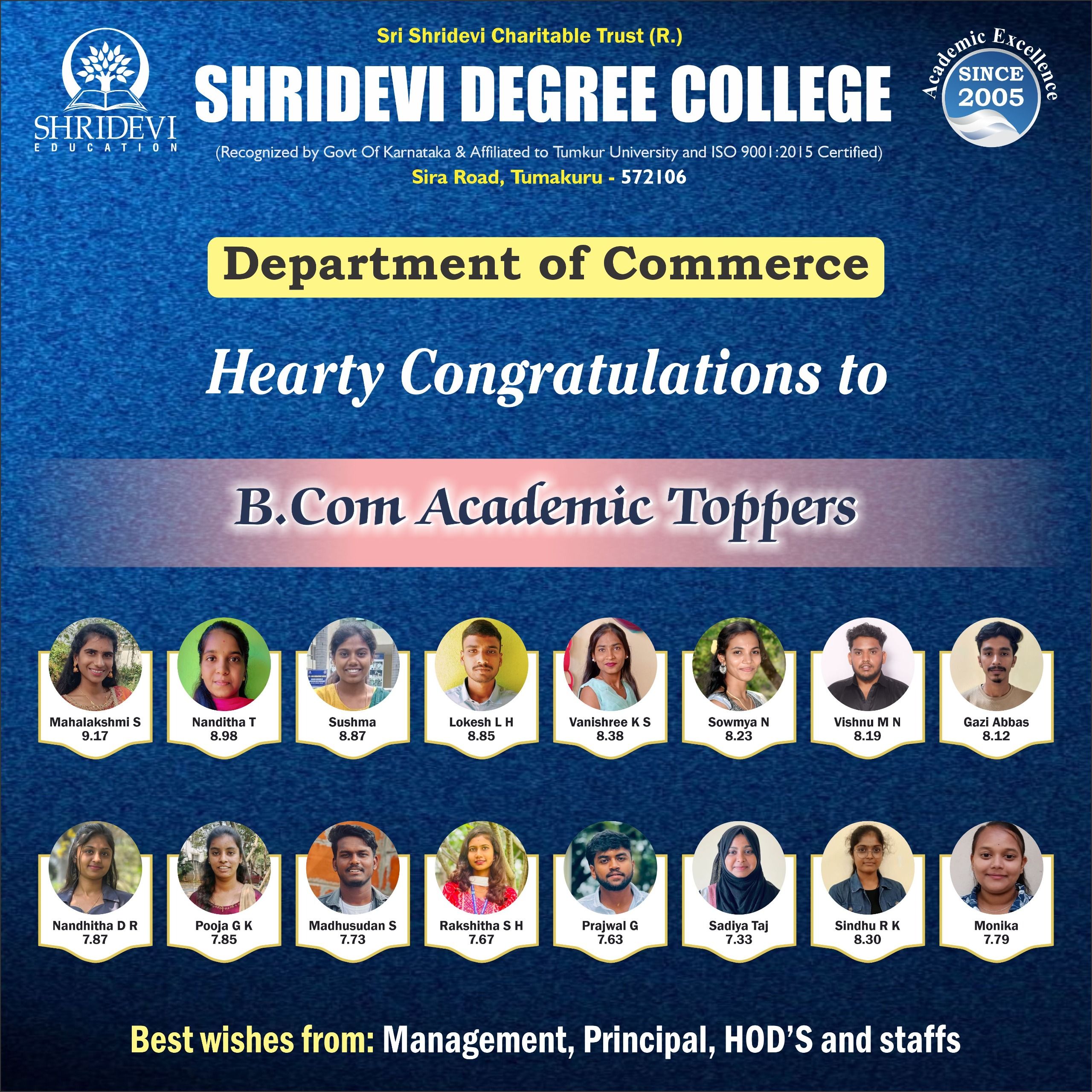 5th Sem BCom Toppers